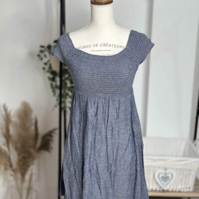 Robe Smockée Bleu Jean