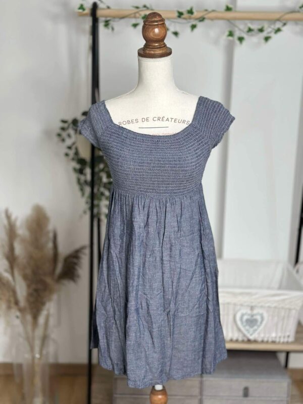 Robe Smockée Bleu Jean