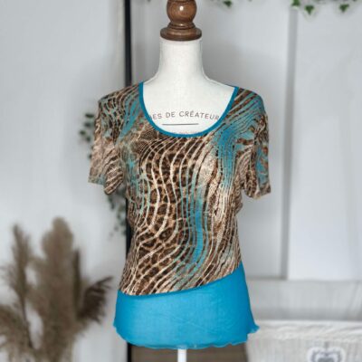 Top Léopard & Vagues Turquoise