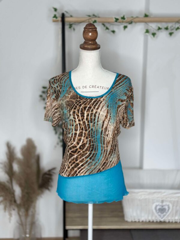 Top Léopard & Vagues Turquoise