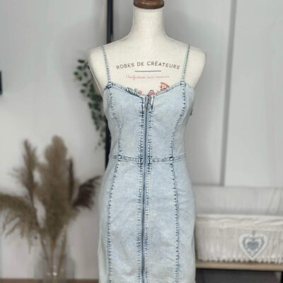 Robe Bustier Zippée en Jean Délavé