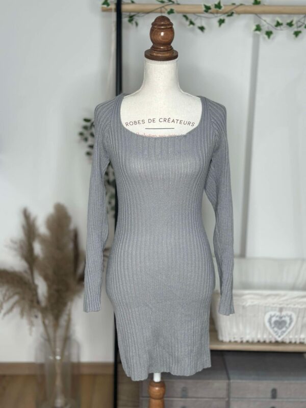 Robe Pull Moulante en Maille Grise