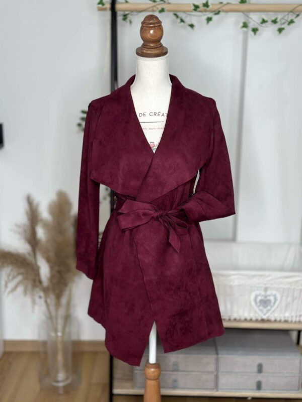 Manteau Long Suédine Bordeaux