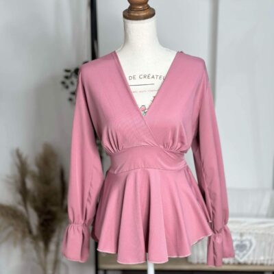 Blouse Rose à Manches Longues