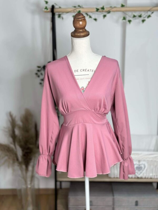 Blouse Rose à Manches Longues
