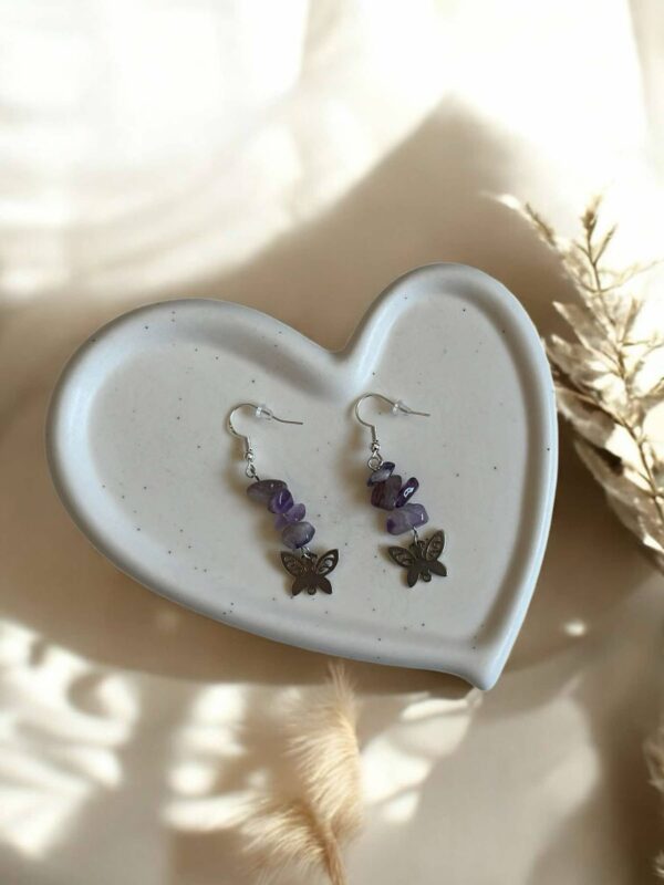 Boucles d’oreilles papillon & pierres d’améthyste